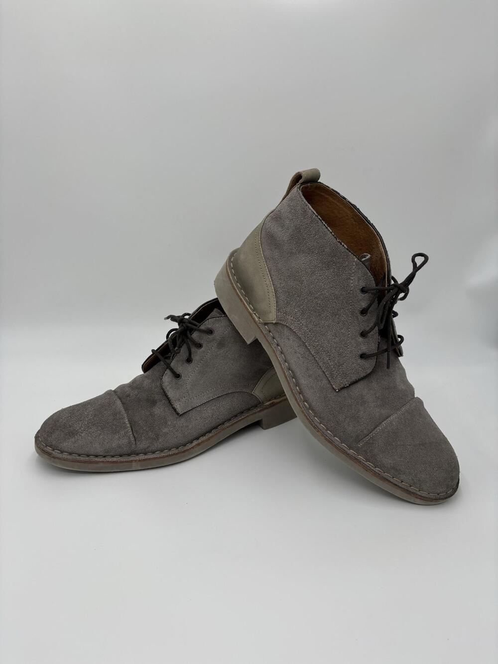 John Varvatos Boots Mens Size 11.5 Gray Suede Chukka Cap Toe Ankle Casual